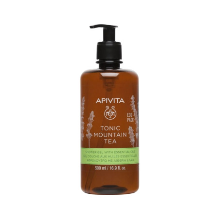 Apivita Tonic Mountain Tea Shower Gel Essential Oils 500ml