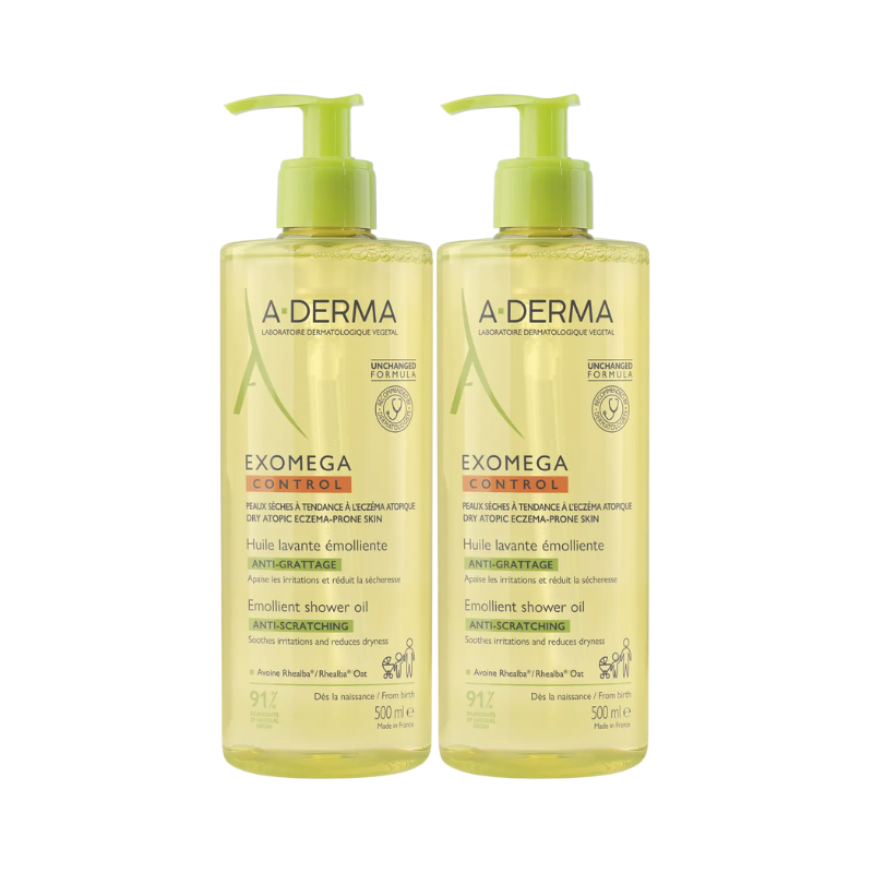 A-Derma Exomega Control Óleo de Duche Emoliente 2x500ml