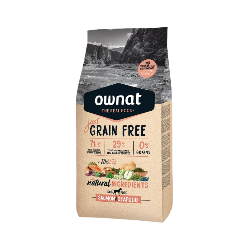 Ownat Just Grain Free Cão Salmon & Seafood 14kg