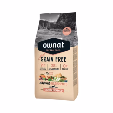 Ownat Just Grain Free Cão Salmon & Seafood 14kg