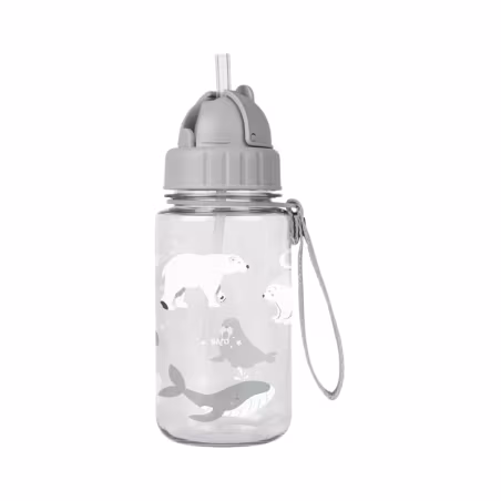 Saro Botella con Pajita y Colgador Polaris Gris 450ml