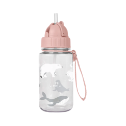 Saro Botella con Pajita y Colgador Polaris Rosa 450ml