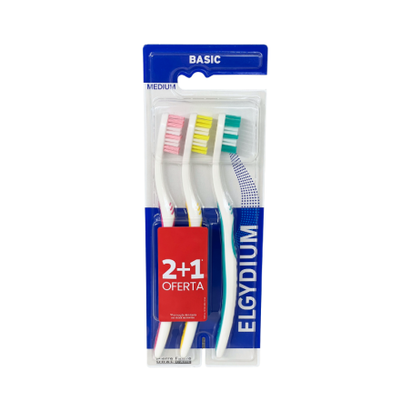 Elgydium Basic Cepillo de Dientes Medium 3 unidades