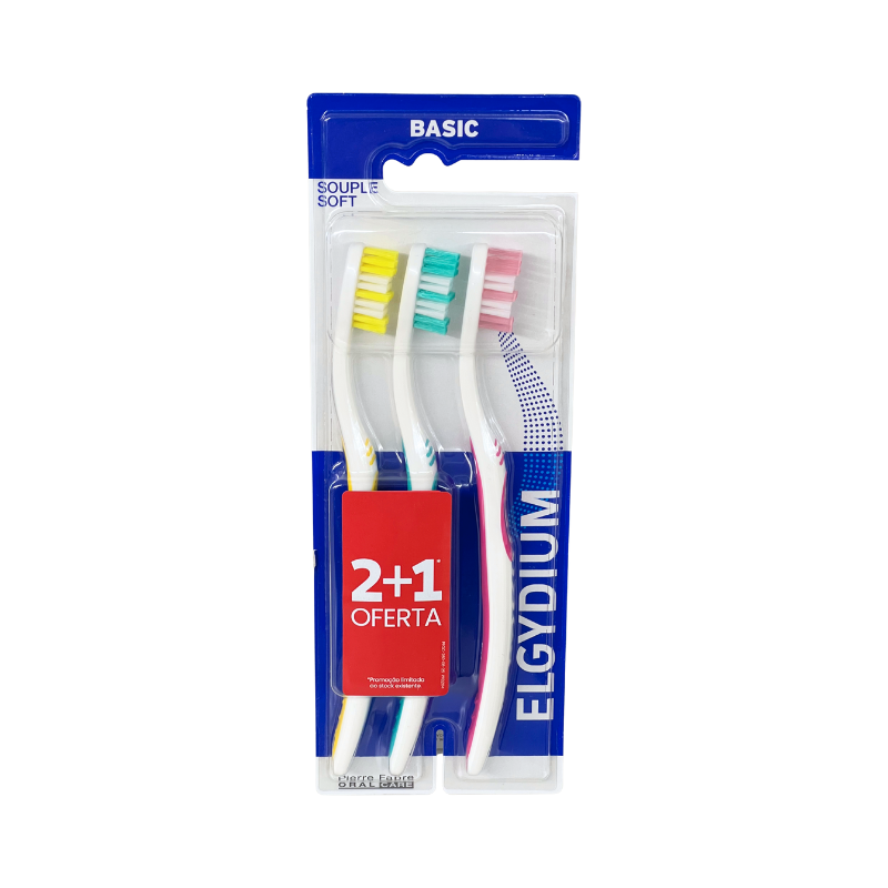 Elgydium Basic Escova de Dentes Suave 3 unidades