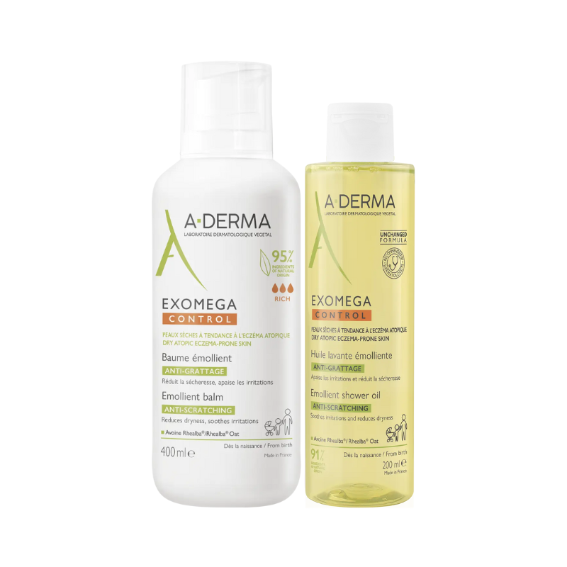 A-Derma Exomega Control Bálsamo Emoliente + Aceite Limpiador Emoliente