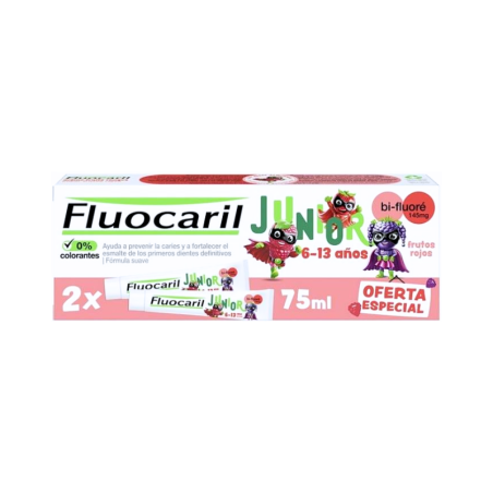 Fluocaril Junior Dentífrico Frutos Rojos 2x75ml