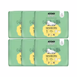 Moomin Baby T1 2-5kg 25 pañales Pack 6 unidades