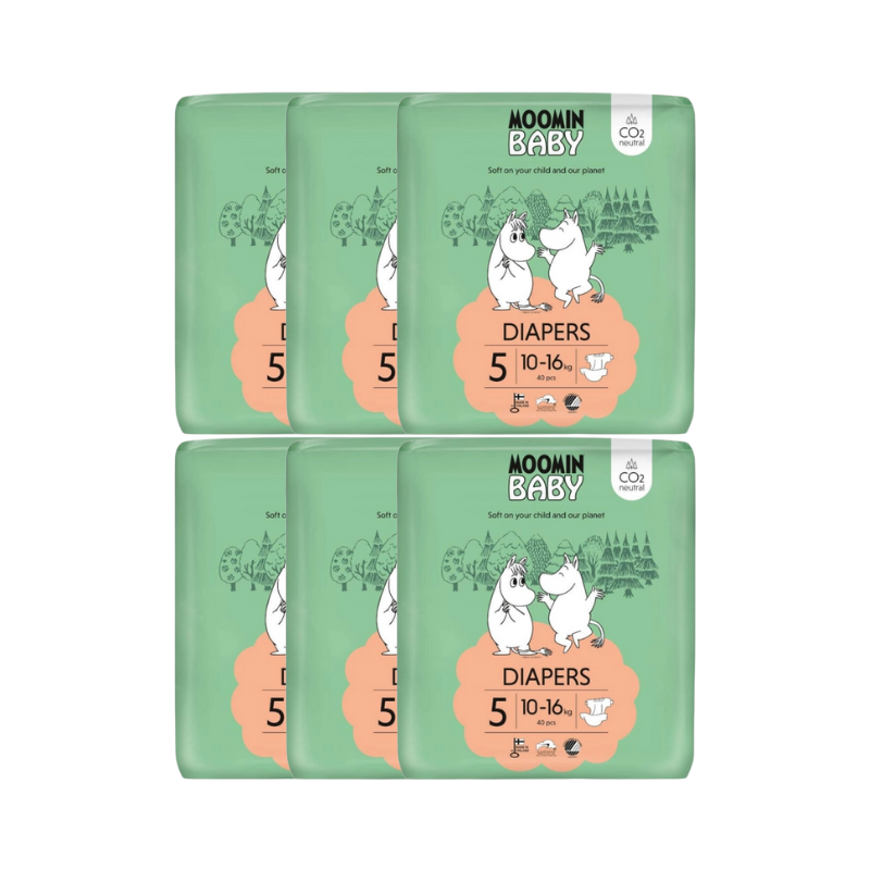Moomin Baby T5 10-16kg 40 couches Pack 6 unités