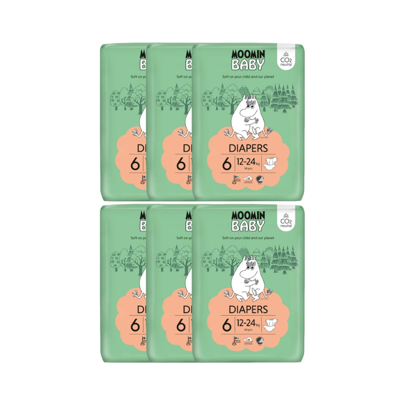 Moomin Baby T6 12-24kg 34 couches Pack 6 unités
