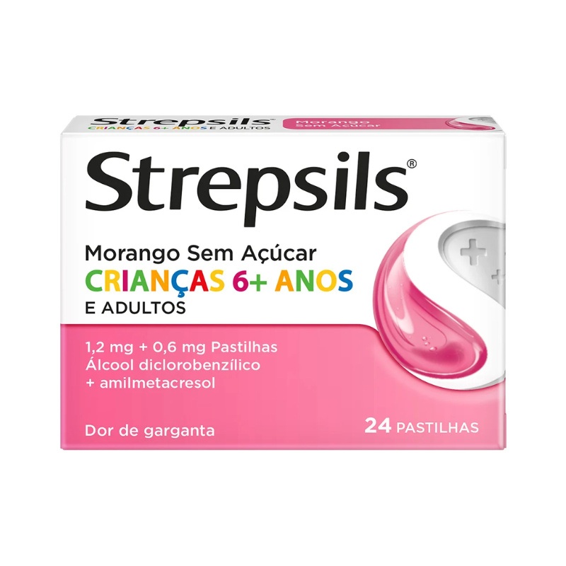 Strepsils Strawberry Sugar-Free 24 tablets