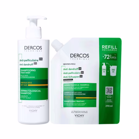 Dercos Anticaspa DS Champú Cabello Seco 390ml + Recambio