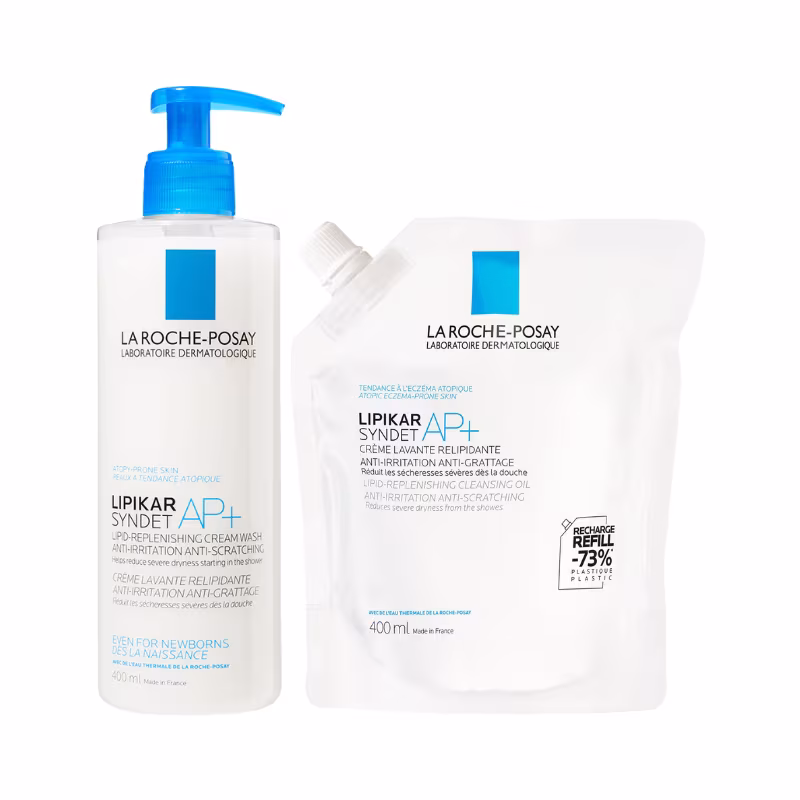 La Roche-Posay Lipikar Syndet AP+ Crème Lavante Relipidante 400ml + Recharge