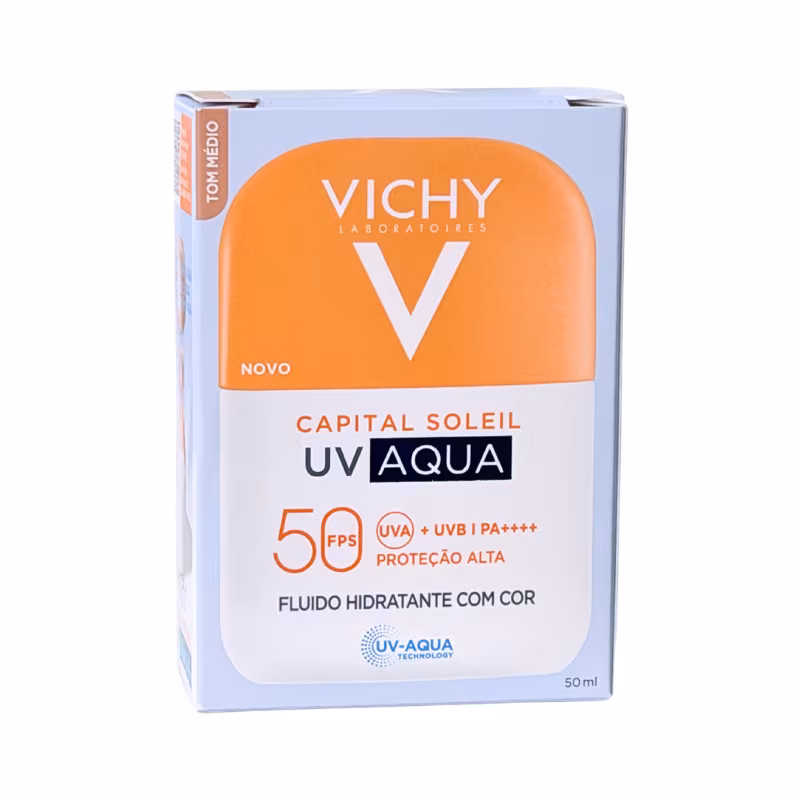 Vichy Capital Soleil UV Aqua Fluido Hidratante Con Color SPF50 Medio 50ml