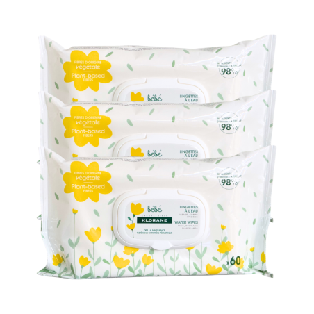 Klorane Baby Water Wipes 3x60 units