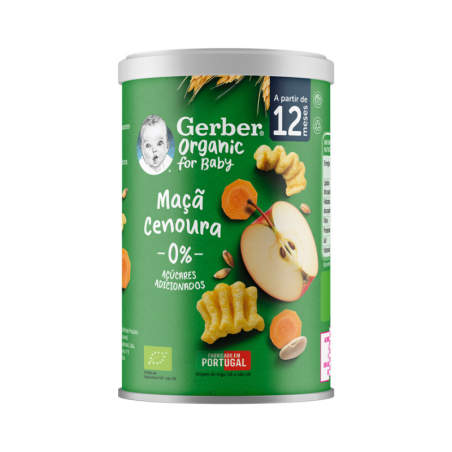 Gerber Organic Puffs Maçã e Cenoura 12m+ 35g