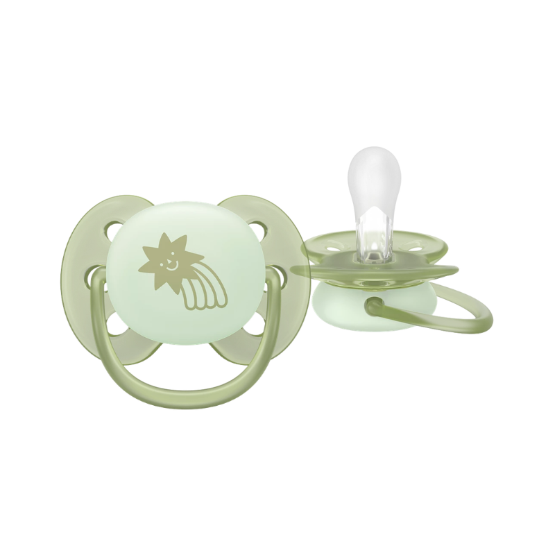 Philips Avent Ultra Soft Nighttime Chupeta 0-6m Azul/Verde 2 unidades