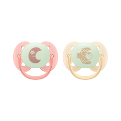 Philips Avent Ultra Soft Nighttime Pacifier 0-6m Pink/Beige 2 units