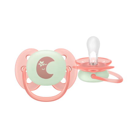 Philips Avent Ultra Soft Nighttime Pacifier 0-6m Pink/Beige 2 units