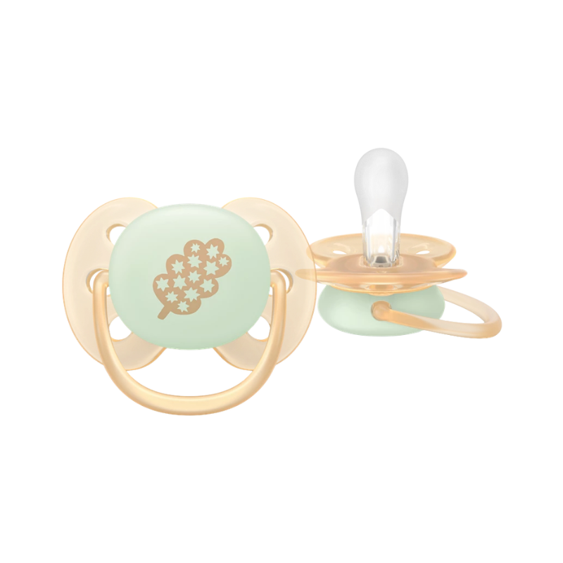 Philips Avent Ultra Soft Nighttime Sucette 6-18m Beige/Bleu 2 unités