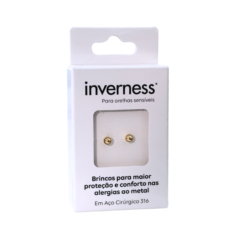Inverness Sensitive Pendientes Acero Quirúrgico Bola Dorada 4mm