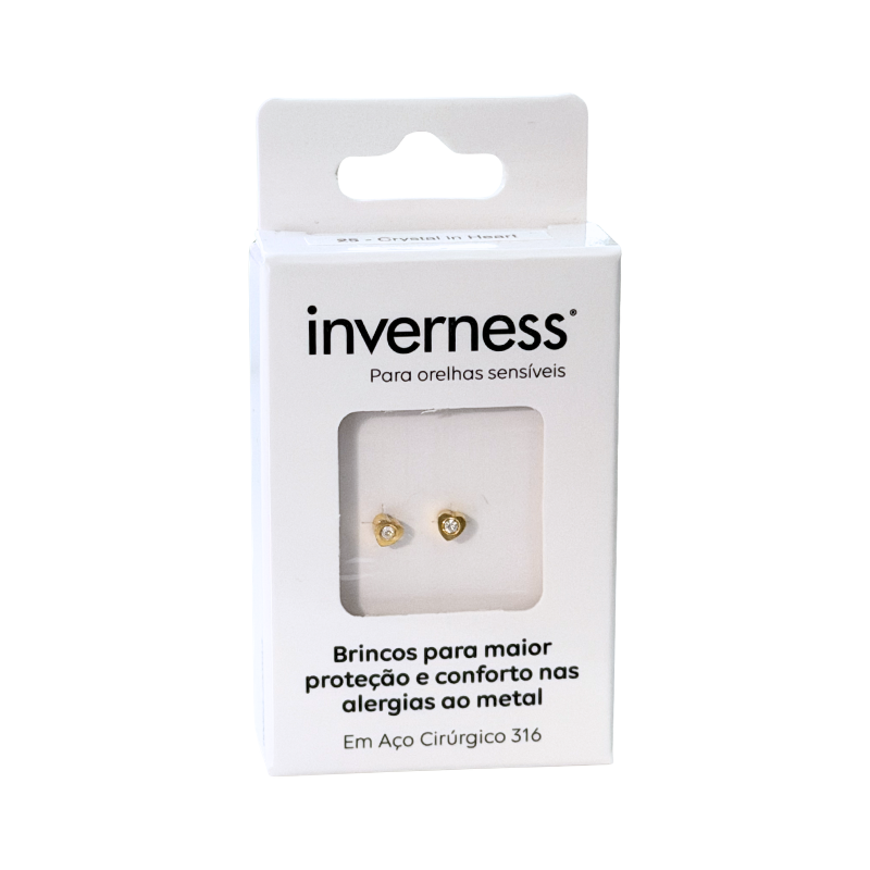 Inverness Sensitive Earrings Surgical Steel Crystal Heart