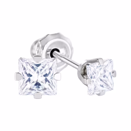 Inverness Sensitive Boucles d’Oreilles Acier Chirurgical Zircone Carrée 3mm