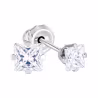 Inverness Sensitive Earrings Surgical Steel Square Zirconia 3mm