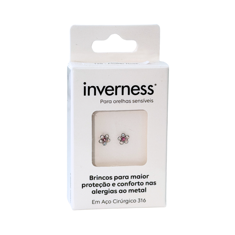 Inverness Sensitive Pendientes Acero Quirúrgico Flor Cristal Rosa