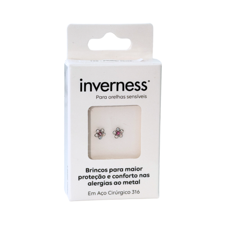 Inverness Sensitive Pendientes Acero Quirúrgico Flor Cristal Rosa