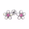Inverness Sensitive Brinco Aço Cirúrgico Flor Cristal Rosa