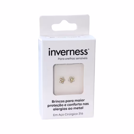Inverness Sensitive Pendientes Acero Quirúrgico Flor Cristal