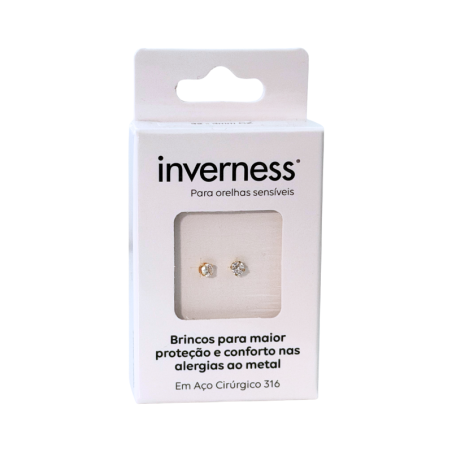 Inverness Sensitive Earrings Surgical Steel Gold Zirconia 3mm