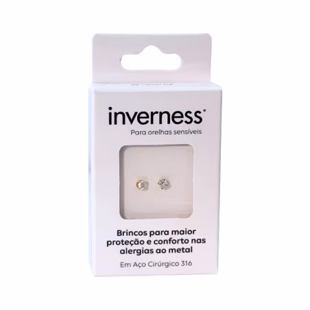 Inverness Sensitive Pendientes Acero Quirúrgico Circonita Oro 3mm