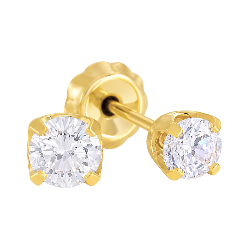 Inverness Sensitive Brinco Aço Cirúrgico Zircão Dourado 3mm
