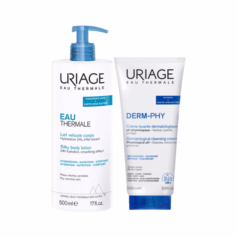 Uriage Eau Thermale Leite Aveludado de Corpo + Derm-Phy Creme Lavante Pack