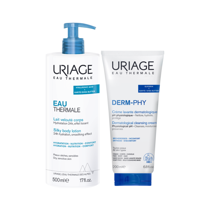 Uriage Eau Thermale Silky Body Lotion + Derm-Phy Cleansing Cream Pack
