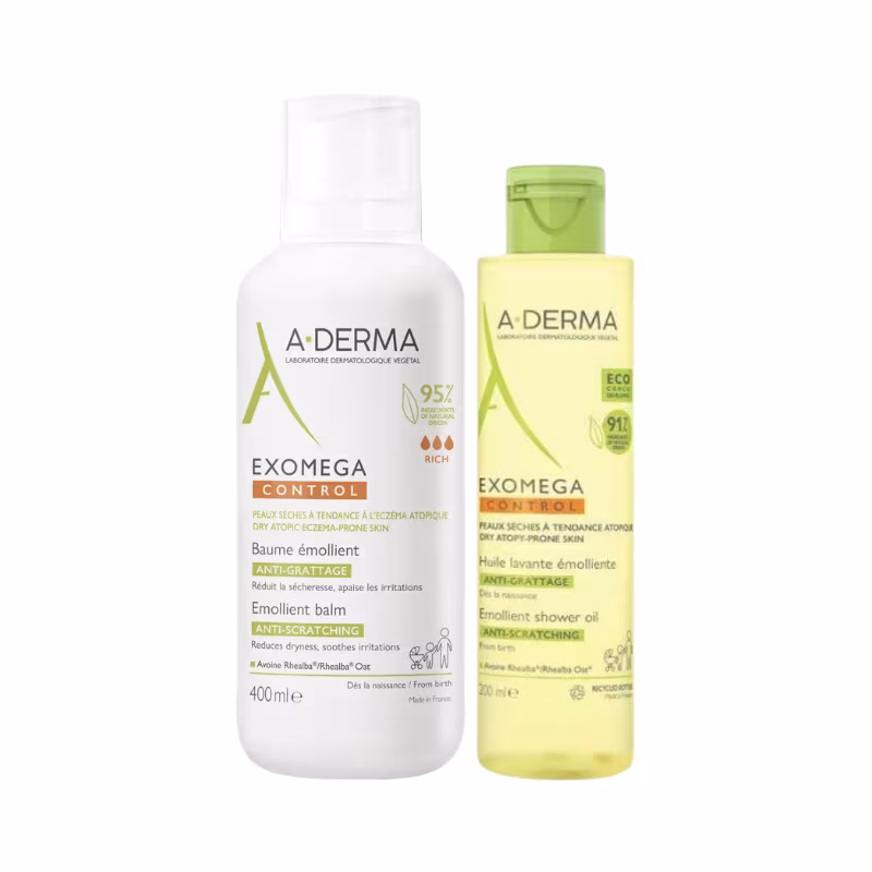A-Derma Exomega Bálsamo Emoliente + Óleo de Duche Pack