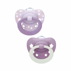 Nuk First Choice Classic Day & Night Sucette 0-6m Violet 2 unités