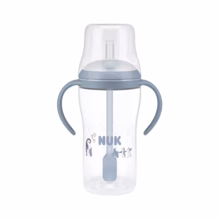 Nuk Perfect Match Biberão de Aprendizagem com Palhinha 8m+ Azul 260ml