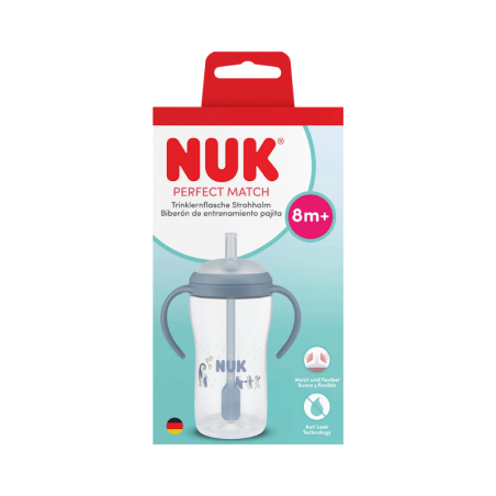 Nuk Perfect Match Biberón de Entrenamiento con Pajita 8m+ Azul 260ml