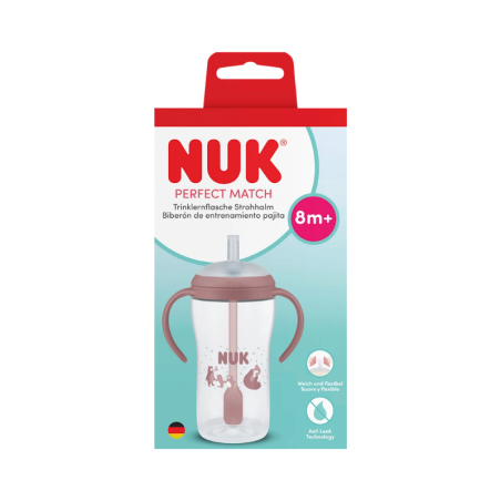 Nuk Perfect Match Biberon d'Apprentissage avec Paille 8m+ Rose 260ml