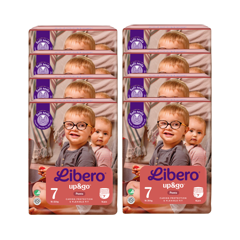 Libero Up & Go 7 Fralda Cueca 16 Fraldas Pack 8 unidades