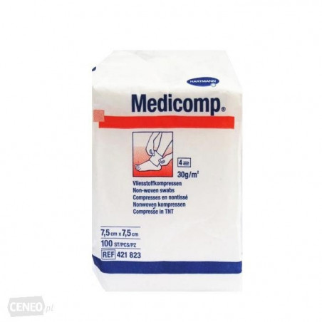 Medicomp Compressas não Tecido não Estéril 7,5x7,5cm 100 unidades